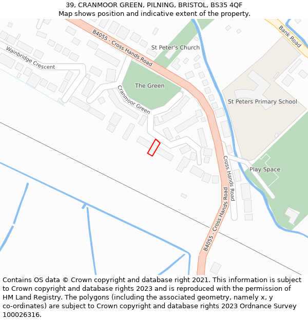 39, CRANMOOR GREEN, PILNING, BRISTOL, BS35 4QF: Location map and indicative extent of plot