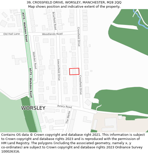 39, CROSSFIELD DRIVE, WORSLEY, MANCHESTER, M28 2QQ: Location map and indicative extent of plot