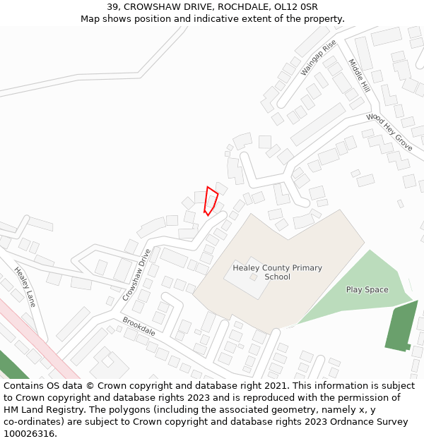 39, CROWSHAW DRIVE, ROCHDALE, OL12 0SR: Location map and indicative extent of plot