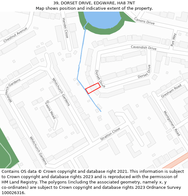39, DORSET DRIVE, EDGWARE, HA8 7NT: Location map and indicative extent of plot