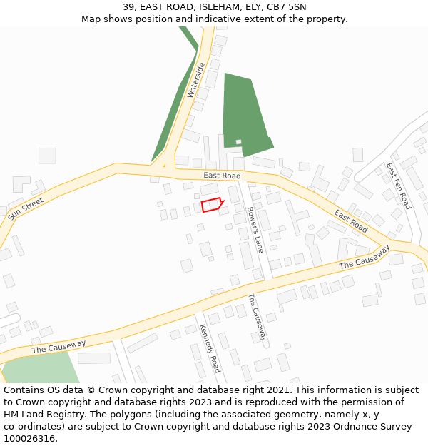 39, EAST ROAD, ISLEHAM, ELY, CB7 5SN: Location map and indicative extent of plot