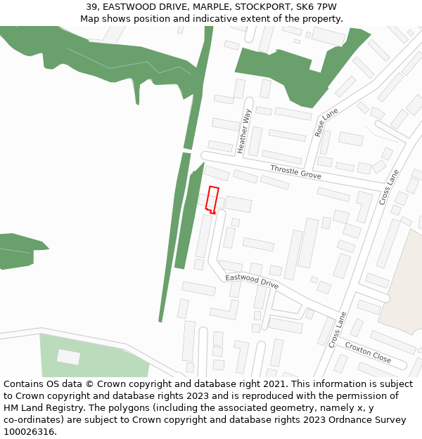 39, EASTWOOD DRIVE, MARPLE, STOCKPORT, SK6 7PW: Location map and indicative extent of plot