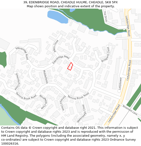 39, EDENBRIDGE ROAD, CHEADLE HULME, CHEADLE, SK8 5PX: Location map and indicative extent of plot