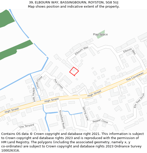 39, ELBOURN WAY, BASSINGBOURN, ROYSTON, SG8 5UJ: Location map and indicative extent of plot