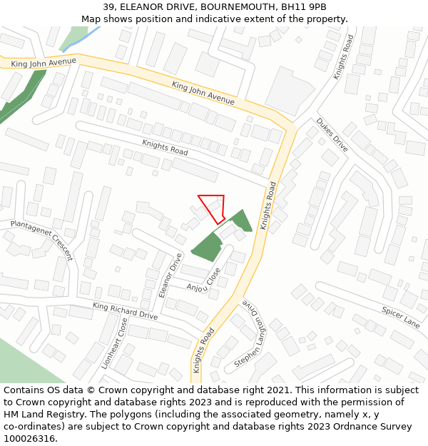 39, ELEANOR DRIVE, BOURNEMOUTH, BH11 9PB: Location map and indicative extent of plot