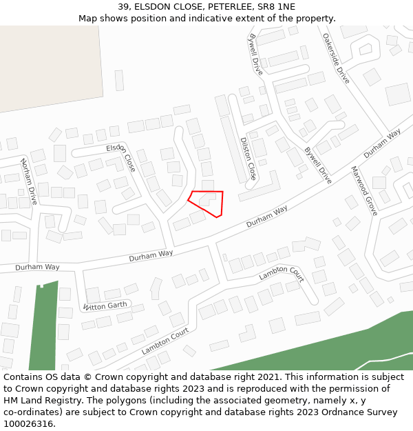 39, ELSDON CLOSE, PETERLEE, SR8 1NE: Location map and indicative extent of plot