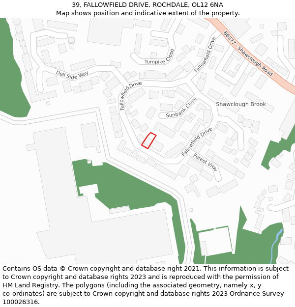 39, FALLOWFIELD DRIVE, ROCHDALE, OL12 6NA: Location map and indicative extent of plot