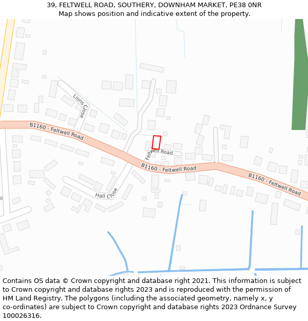 39, FELTWELL ROAD, SOUTHERY, DOWNHAM MARKET, PE38 0NR: Location map and indicative extent of plot