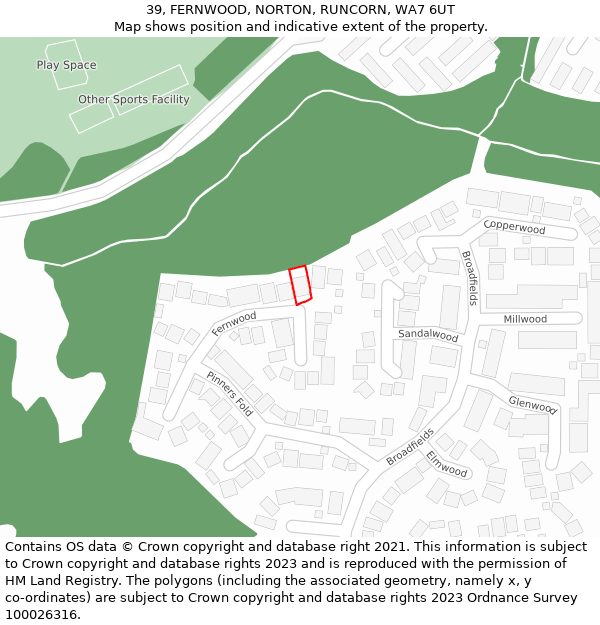 39, FERNWOOD, NORTON, RUNCORN, WA7 6UT: Location map and indicative extent of plot