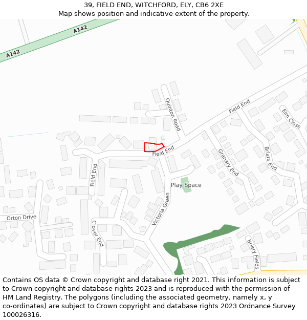 39, FIELD END, WITCHFORD, ELY, CB6 2XE: Location map and indicative extent of plot