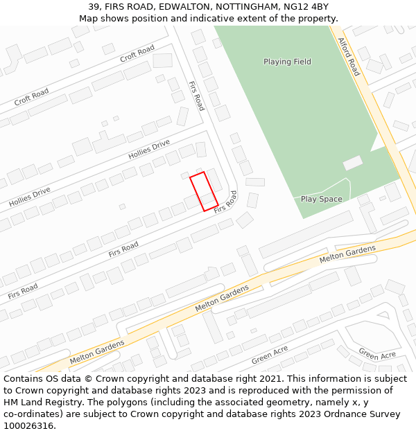 39, FIRS ROAD, EDWALTON, NOTTINGHAM, NG12 4BY: Location map and indicative extent of plot