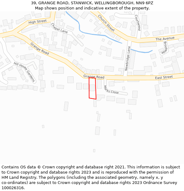 39, GRANGE ROAD, STANWICK, WELLINGBOROUGH, NN9 6PZ: Location map and indicative extent of plot