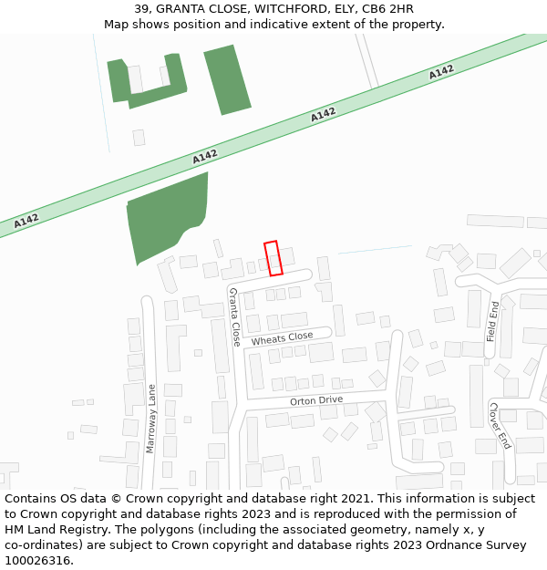 39, GRANTA CLOSE, WITCHFORD, ELY, CB6 2HR: Location map and indicative extent of plot