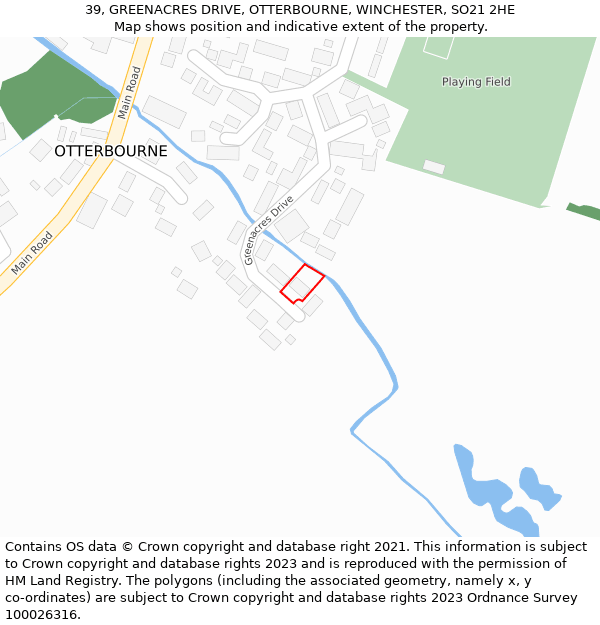 39, GREENACRES DRIVE, OTTERBOURNE, WINCHESTER, SO21 2HE: Location map and indicative extent of plot