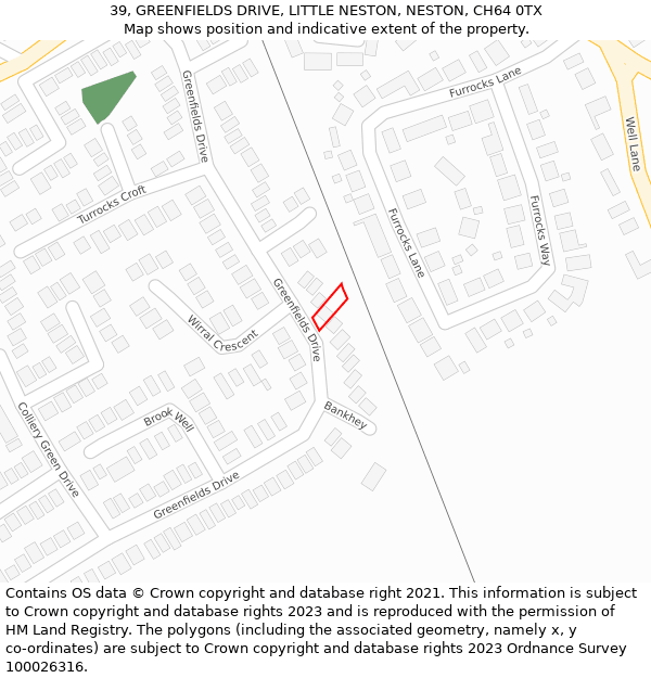 39, GREENFIELDS DRIVE, LITTLE NESTON, NESTON, CH64 0TX: Location map and indicative extent of plot