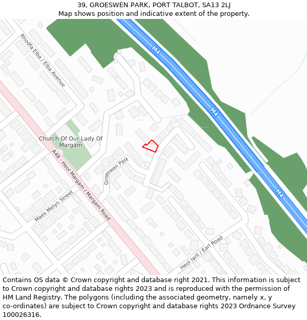 39, GROESWEN PARK, PORT TALBOT, SA13 2LJ: Location map and indicative extent of plot