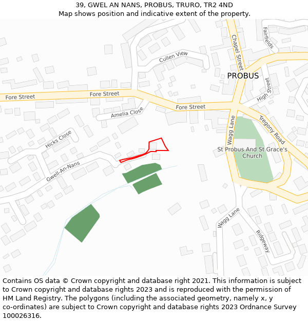 39, GWEL AN NANS, PROBUS, TRURO, TR2 4ND: Location map and indicative extent of plot