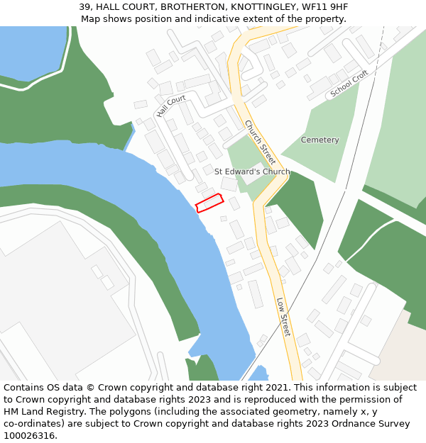 39, HALL COURT, BROTHERTON, KNOTTINGLEY, WF11 9HF: Location map and indicative extent of plot