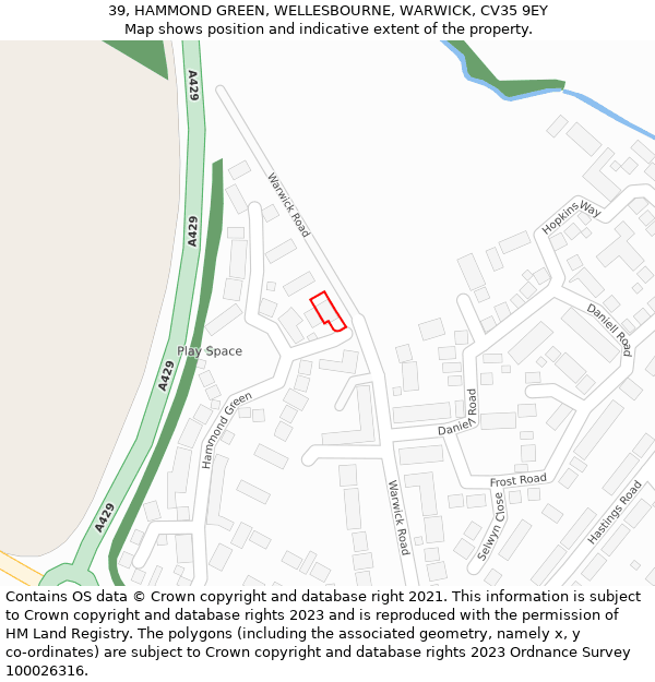 39, HAMMOND GREEN, WELLESBOURNE, WARWICK, CV35 9EY: Location map and indicative extent of plot