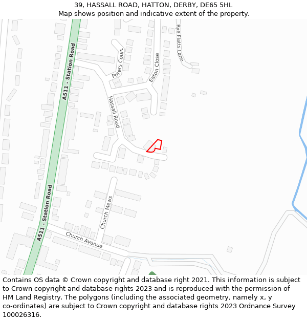 39, HASSALL ROAD, HATTON, DERBY, DE65 5HL: Location map and indicative extent of plot