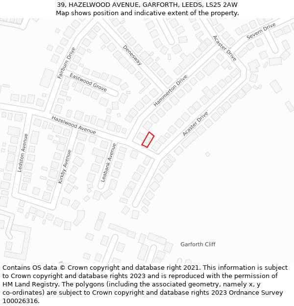 39, HAZELWOOD AVENUE, GARFORTH, LEEDS, LS25 2AW: Location map and indicative extent of plot