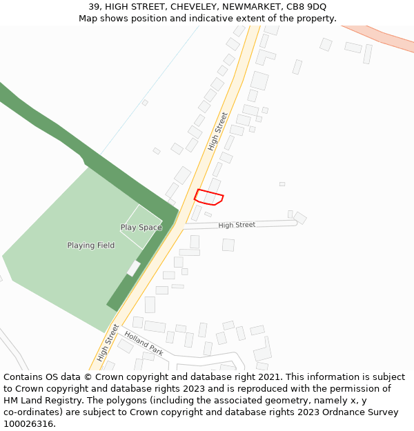 39, HIGH STREET, CHEVELEY, NEWMARKET, CB8 9DQ: Location map and indicative extent of plot