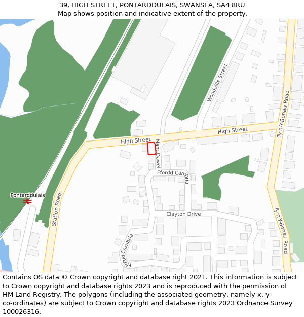 39, HIGH STREET, PONTARDDULAIS, SWANSEA, SA4 8RU: Location map and indicative extent of plot