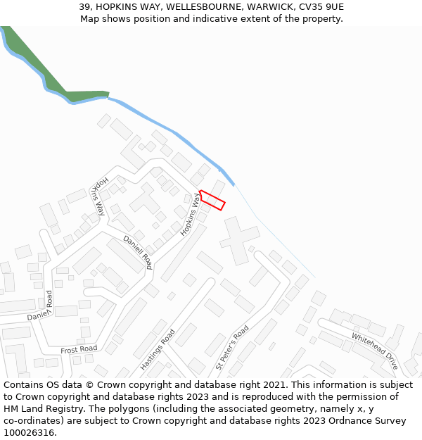 39, HOPKINS WAY, WELLESBOURNE, WARWICK, CV35 9UE: Location map and indicative extent of plot