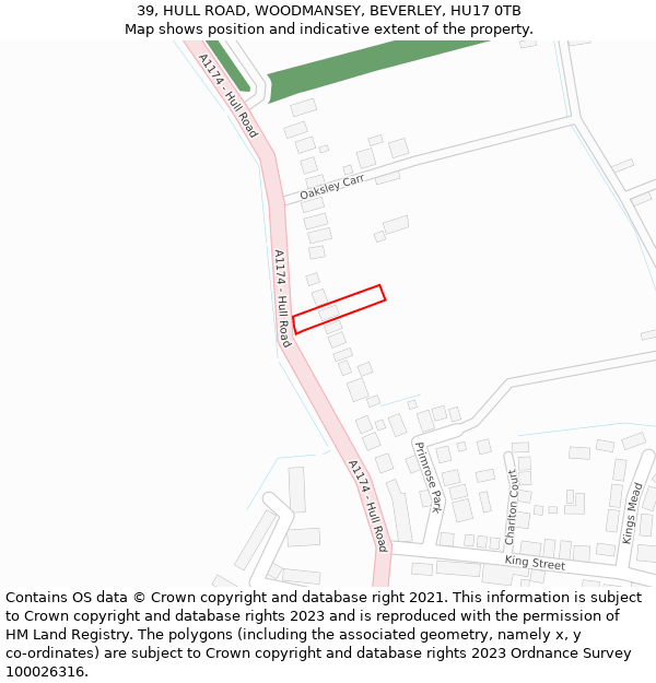 39, HULL ROAD, WOODMANSEY, BEVERLEY, HU17 0TB: Location map and indicative extent of plot