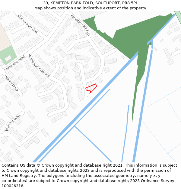 39, KEMPTON PARK FOLD, SOUTHPORT, PR8 5PL: Location map and indicative extent of plot