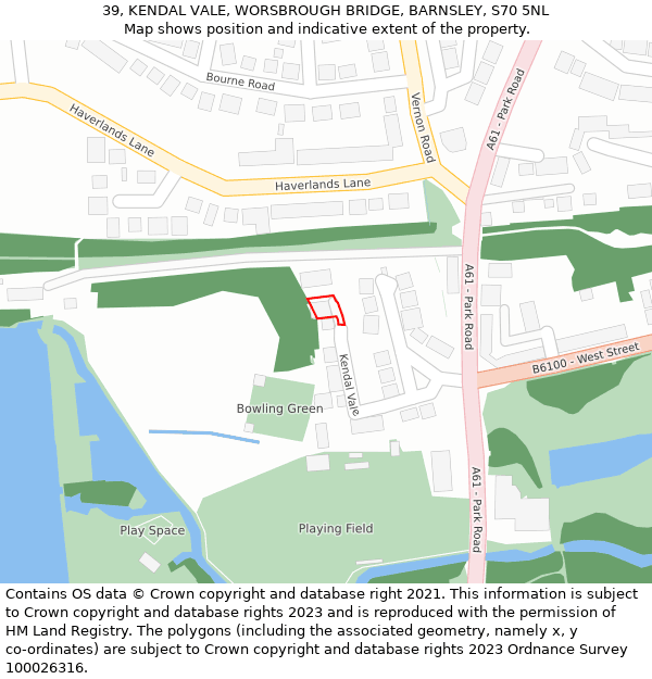 39, KENDAL VALE, WORSBROUGH BRIDGE, BARNSLEY, S70 5NL: Location map and indicative extent of plot