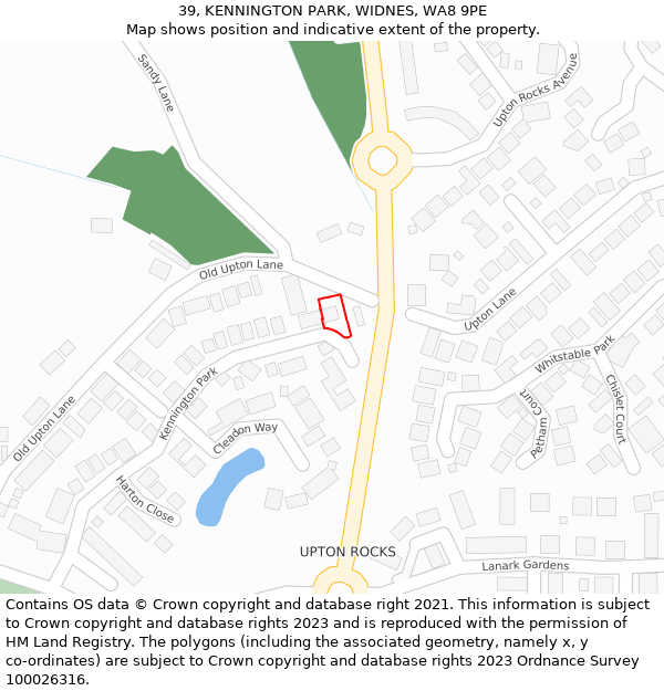 39, KENNINGTON PARK, WIDNES, WA8 9PE: Location map and indicative extent of plot