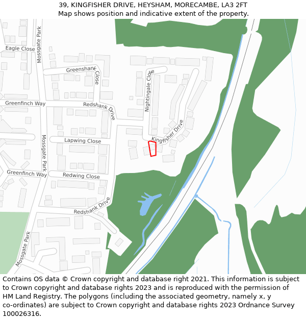 39, KINGFISHER DRIVE, HEYSHAM, MORECAMBE, LA3 2FT: Location map and indicative extent of plot