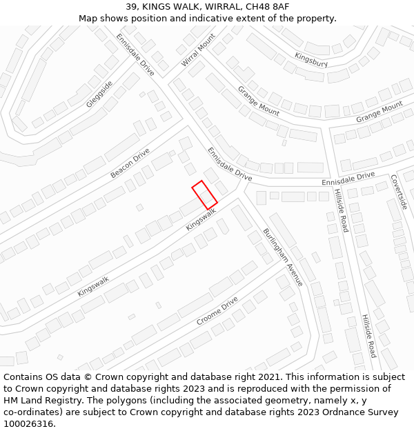 39, KINGS WALK, WIRRAL, CH48 8AF: Location map and indicative extent of plot