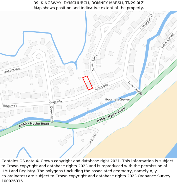 39, KINGSWAY, DYMCHURCH, ROMNEY MARSH, TN29 0LZ: Location map and indicative extent of plot