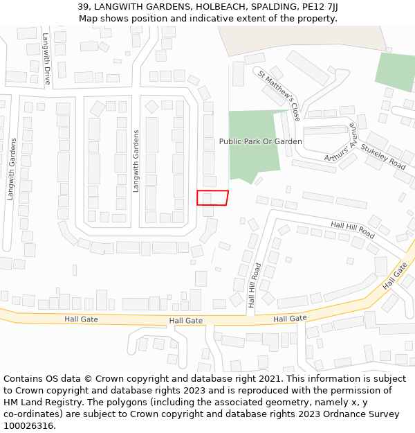 39, LANGWITH GARDENS, HOLBEACH, SPALDING, PE12 7JJ: Location map and indicative extent of plot