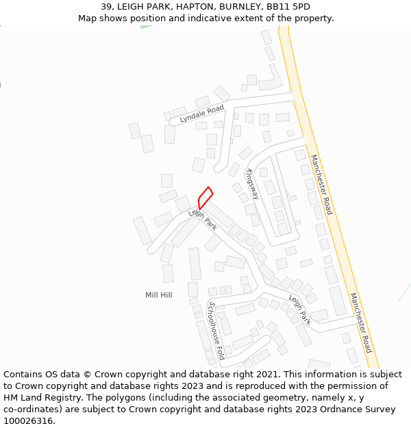 39, LEIGH PARK, HAPTON, BURNLEY, BB11 5PD: Location map and indicative extent of plot