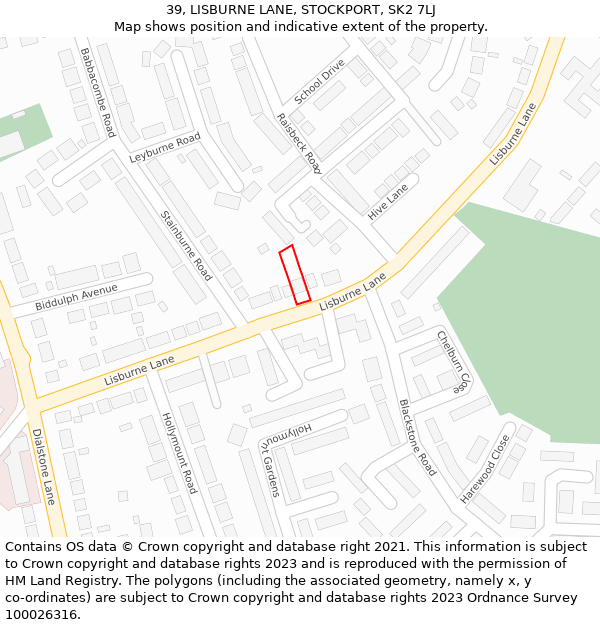 39, LISBURNE LANE, STOCKPORT, SK2 7LJ: Location map and indicative extent of plot