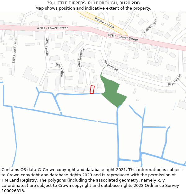 39, LITTLE DIPPERS, PULBOROUGH, RH20 2DB: Location map and indicative extent of plot