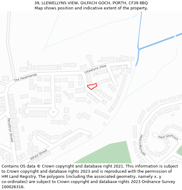 39, LLEWELLYNS VIEW, GILFACH GOCH, PORTH, CF39 8BQ: Location map and indicative extent of plot