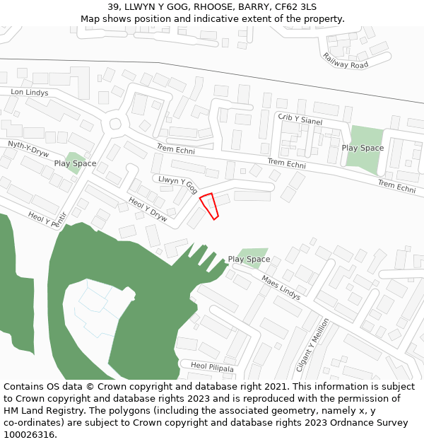 39, LLWYN Y GOG, RHOOSE, BARRY, CF62 3LS: Location map and indicative extent of plot