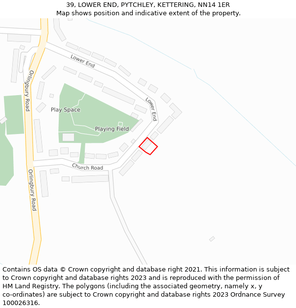 39, LOWER END, PYTCHLEY, KETTERING, NN14 1ER: Location map and indicative extent of plot