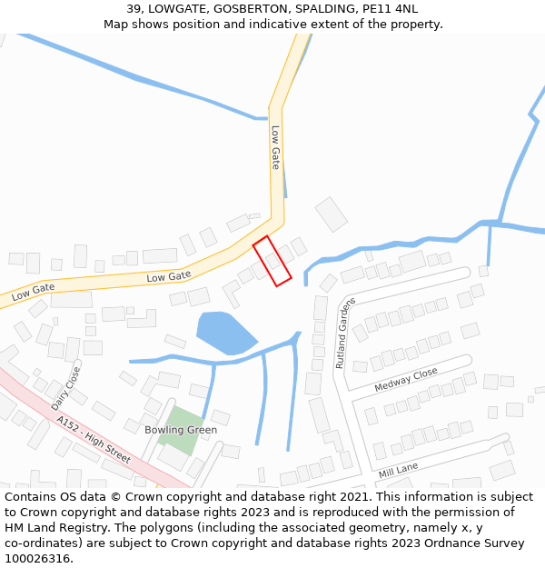 39, LOWGATE, GOSBERTON, SPALDING, PE11 4NL: Location map and indicative extent of plot