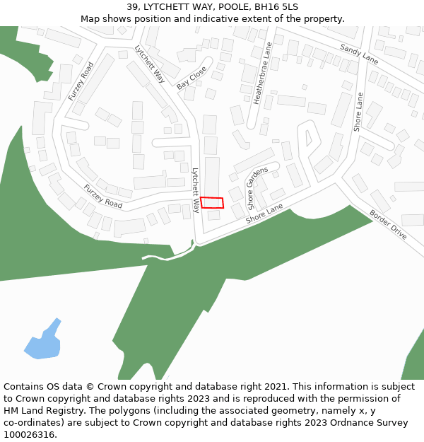 39, LYTCHETT WAY, POOLE, BH16 5LS: Location map and indicative extent of plot