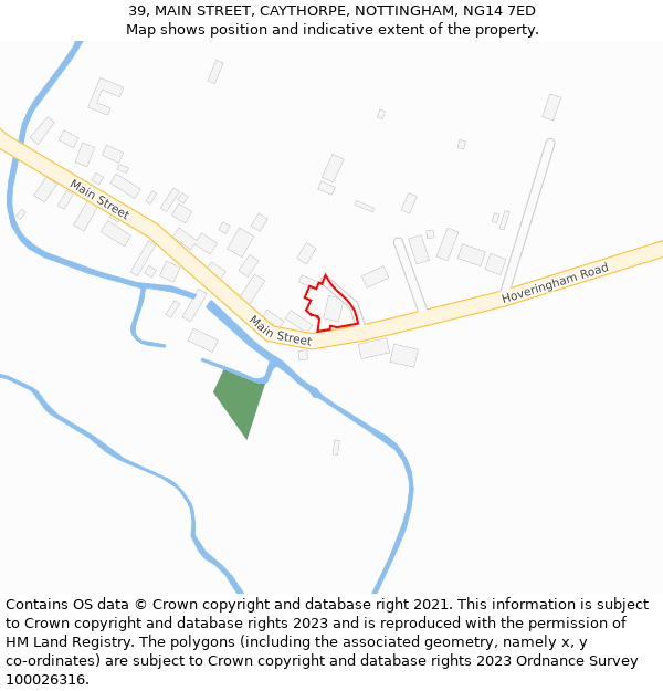 39, MAIN STREET, CAYTHORPE, NOTTINGHAM, NG14 7ED: Location map and indicative extent of plot