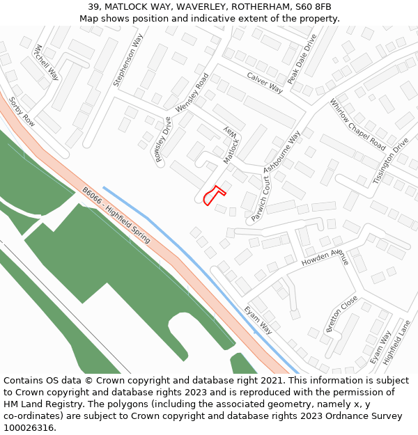 39, MATLOCK WAY, WAVERLEY, ROTHERHAM, S60 8FB: Location map and indicative extent of plot