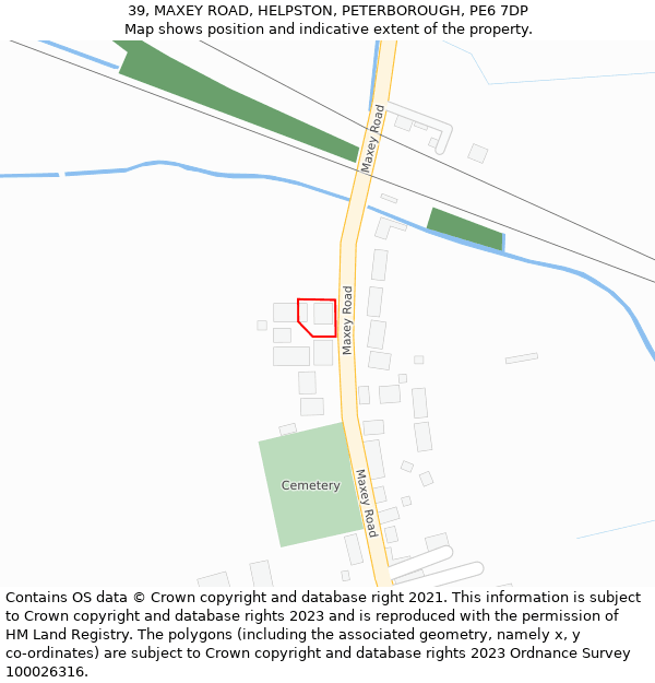 39, MAXEY ROAD, HELPSTON, PETERBOROUGH, PE6 7DP: Location map and indicative extent of plot