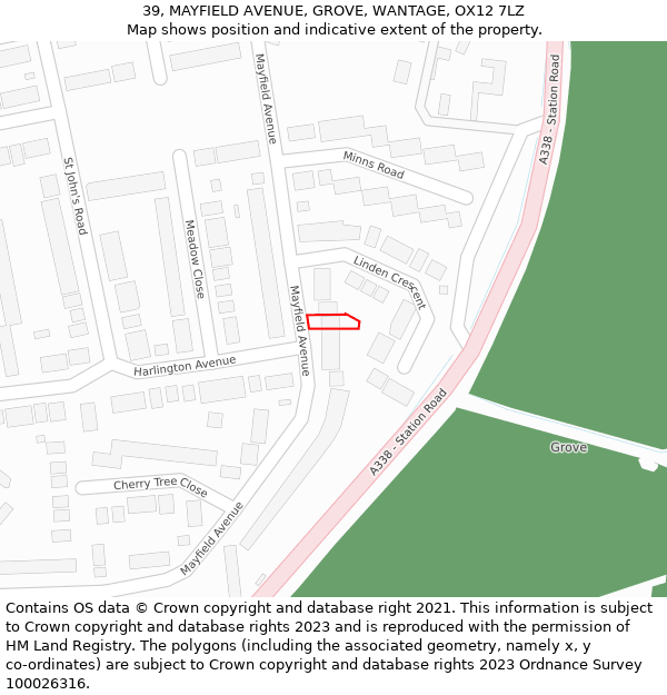 39, MAYFIELD AVENUE, GROVE, WANTAGE, OX12 7LZ: Location map and indicative extent of plot