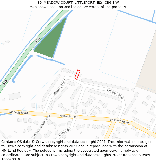 39, MEADOW COURT, LITTLEPORT, ELY, CB6 1JW: Location map and indicative extent of plot