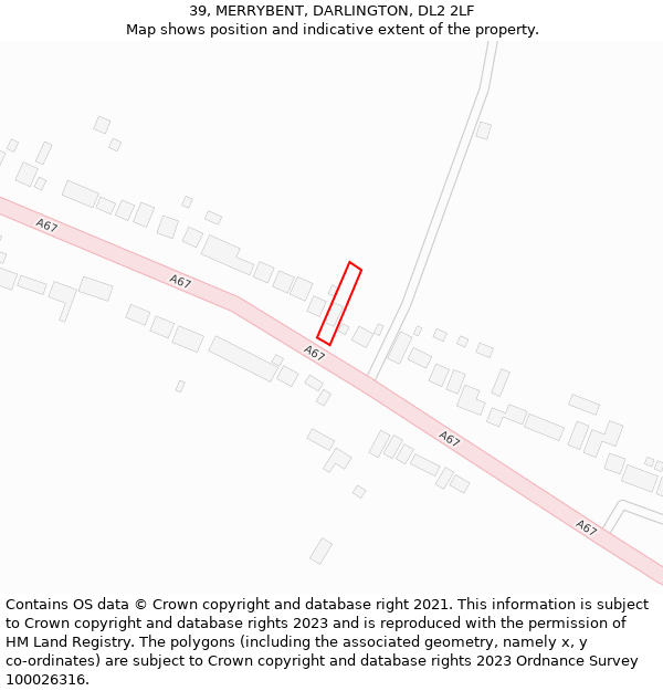 39, MERRYBENT, DARLINGTON, DL2 2LF: Location map and indicative extent of plot